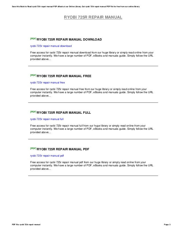 ryobi 725r service manual enthusiast wiring diagrams